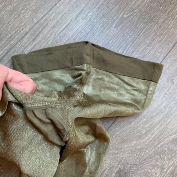 H&M Women's Leggings Tights Shimmer Metallic Shine Green Full length Footless - Picture 7 of 9